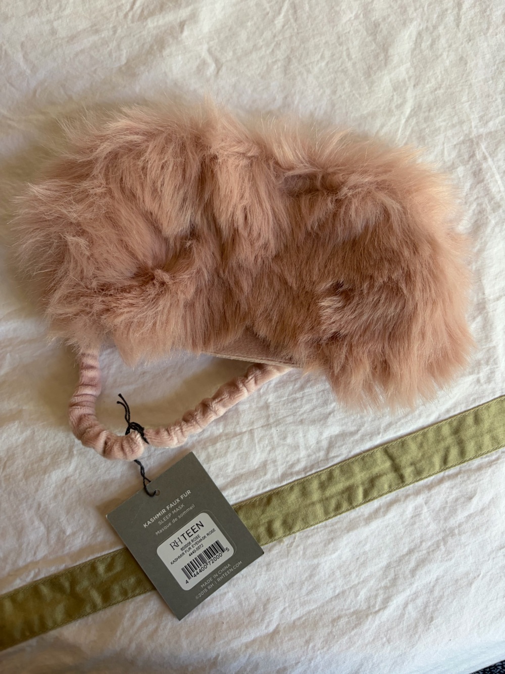 RH TEEN NWT Furry Eye Mask in Pink Fur!! New Kashmir Faux Fur Sleep Mask